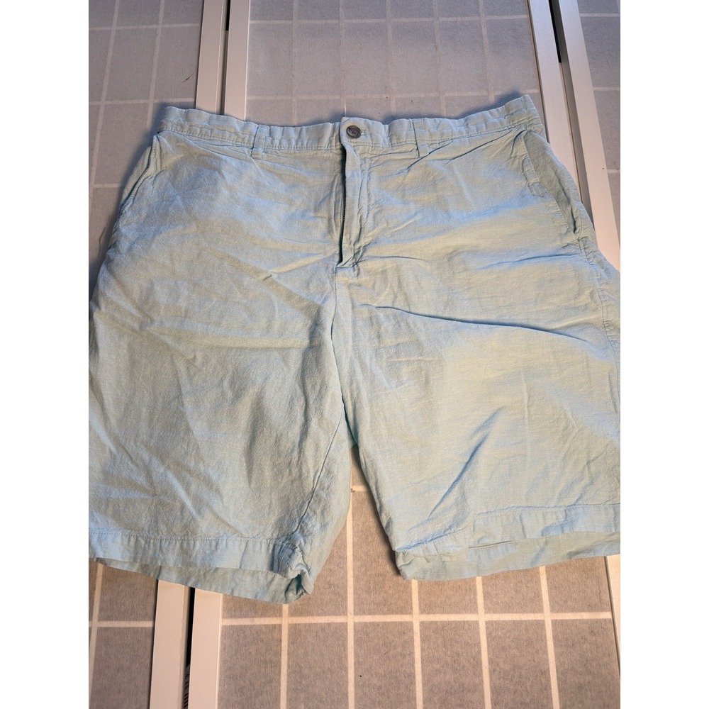 Banana Republic Emerson Shorts Mens 38 Light Blue Linen Blend Flat Front Casual